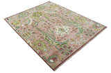 The Peacock Garden Pink and Green Peacock Bird Hand Knotted Multi size Wool Area Rug