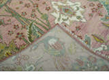 The Peacock Garden Pink and Green Peacock Bird Hand Knotted Multi size Wool Area Rug