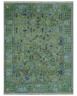 The Plants and Roots Green Hand Knotted Traditional Custom Made Wool Area Rug