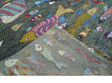The Sea Life vibrant Colorful Fish Gray Rug Hand Knotted Multi Size Wool Area Rug