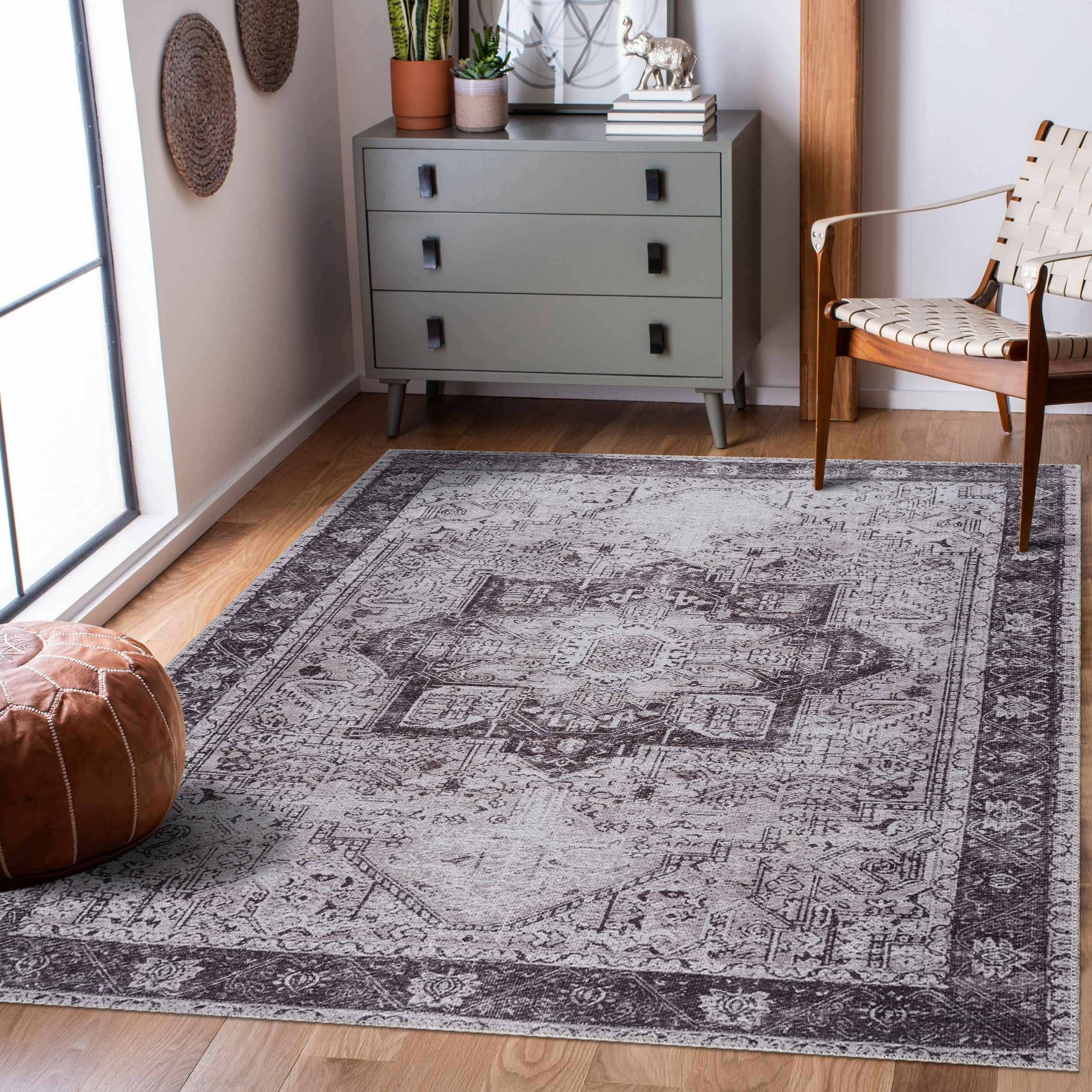 Rosman Gray Washable Rug