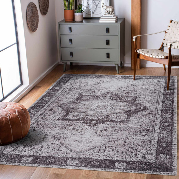 Rosman Gray Washable Rug