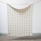 100% Cotton Knitted Throw - Grid in Latte and Cream