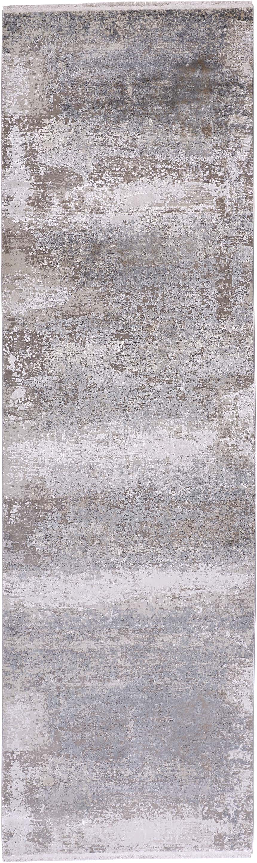 Close-up of the Feizy Cadiz Taupe/Gray/Silver Area Rug featuring an abstract pattern and subtle color variations. Design-Runner