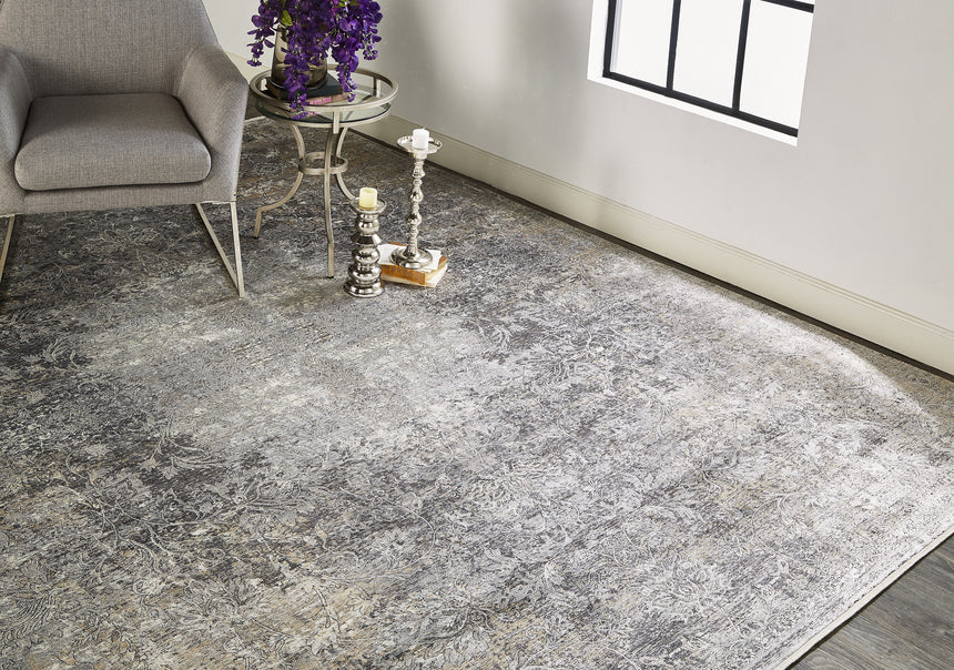 Feizy Sarrant Transitional Medallion - Gray/Ivory/Tan Area Rug