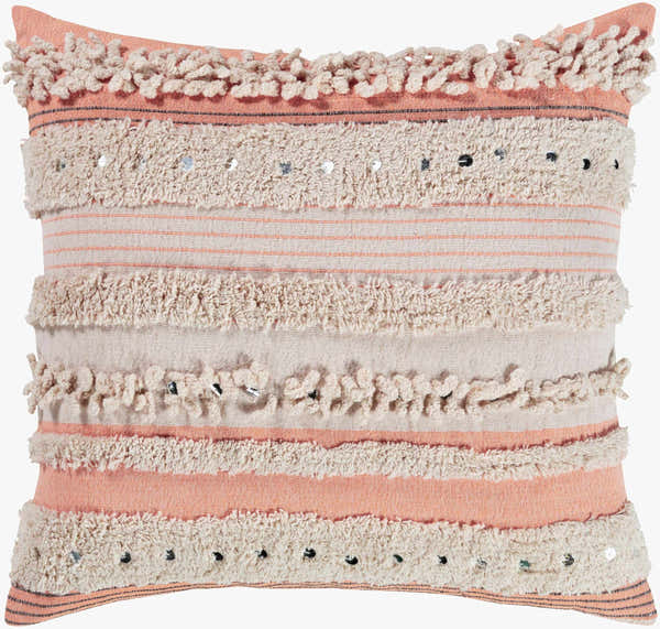 Hopatcong Peach Textured Striped Throw Pillow