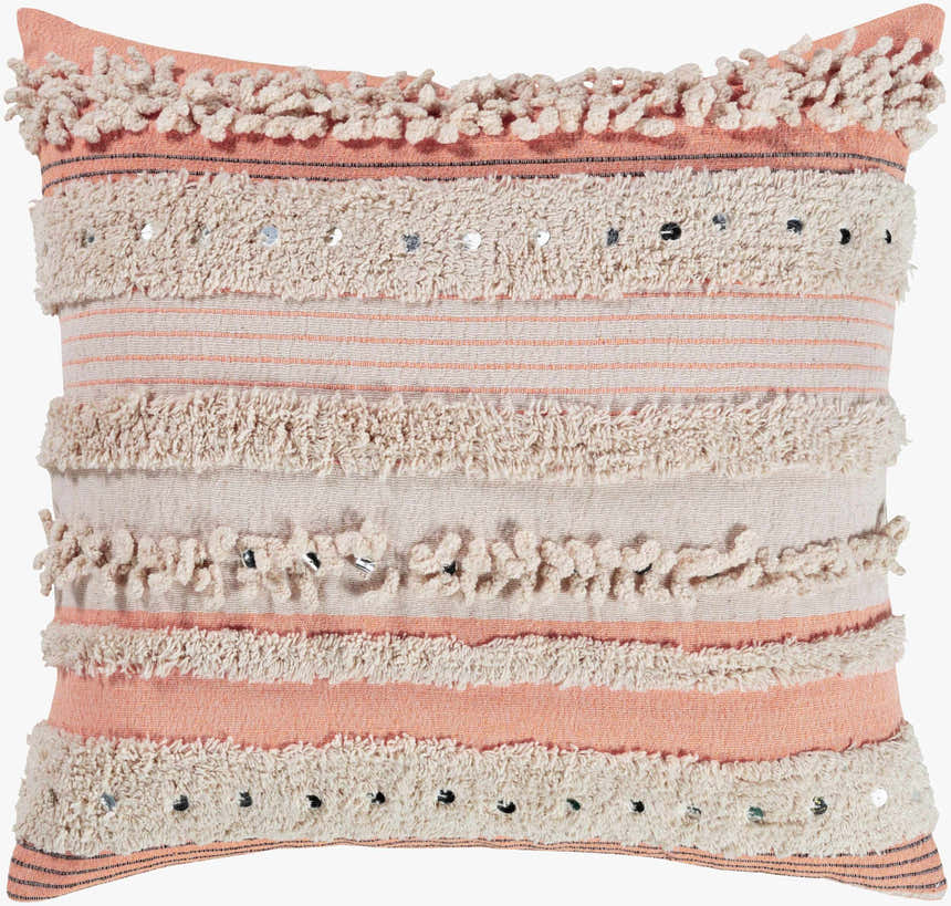 Hopatcong Peach Textured Striped Throw Pillow