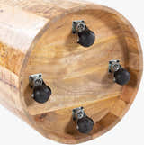Bungsuan Natural Wood End Table with wheels