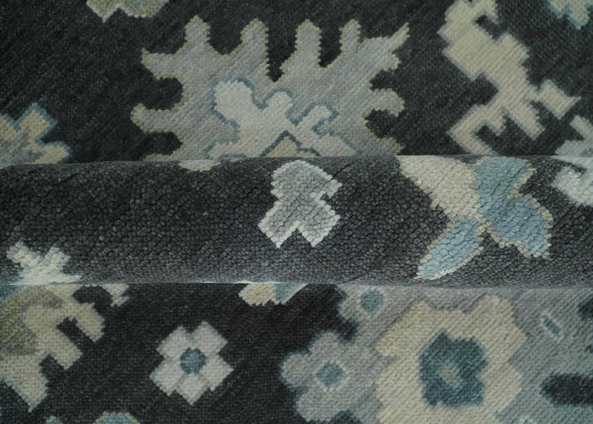 Antique look Black, Beige and Silver Hand Knotted Traditional Oushak Multi Size Wool Area Rug