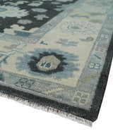 Antique look Black, Beige and Silver Hand Knotted Traditional Oushak Multi Size Wool Area Rug