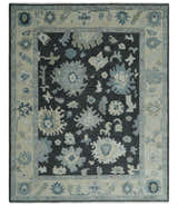 Antique look Black, Beige and Silver Hand Knotted Traditional Oushak Multi Size Wool Area Rug