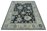 Antique look Black, Beige and Silver Hand Knotted Traditional Oushak Multi Size Wool Area Rug