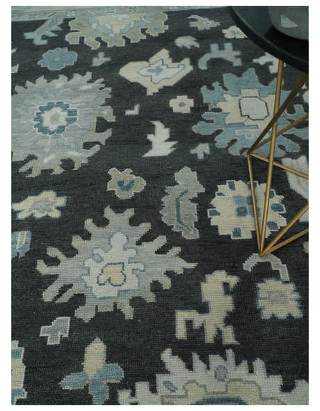 Antique look Black, Beige and Silver Hand Knotted Traditional Oushak Multi Size Wool Area Rug