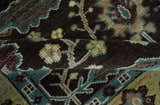 Traditional Black, Beige and Blue Antique Style Hand knotted Wool Area Rug
