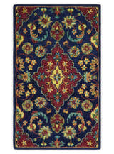 Traditional Blue and Red Hand Tufted Turkish Design Wool Area Rug