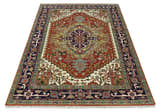 Traditional Blue, Rust and Ivory Heriz Serapi Hand knotted Multi Size wool Area Rug