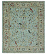 Traditional Floral Blue, Ivory and Beige Oriental Oushak Multi size wool Area Rug