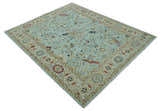 Traditional Floral Blue, Ivory and Beige Oriental Oushak Multi size wool Area Rug