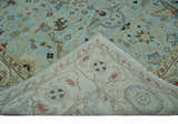 Traditional Floral Blue, Ivory and Beige Oriental Oushak Multi size wool Area Rug