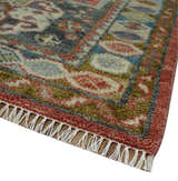 Traditional floral Rust, Charcoal and Beige Mamluk design 8x10 wool Area Rug