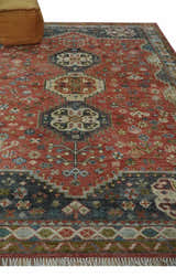 Traditional floral Rust, Charcoal and Beige Mamluk design Custom Made wool Area Rug