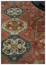 Traditional floral Rust, Charcoal and Beige Mamluk design Custom Made wool Area Rug