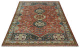 Traditional floral Rust, Charcoal and Beige Mamluk design Custom Made wool Area Rug