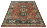Traditional floral Rust, Charcoal and Beige Mamluk design Custom Made wool Area Rug