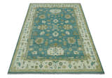 Traditional Floral Teal, Ivory and Beige Oriental Hand Knotted Multi Size wool rug