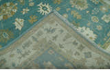 Traditional Floral Teal, Ivory and Beige Oriental Hand Knotted Multi Size wool rug