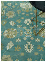Traditional Floral Teal, Ivory and Beige Oriental Hand Knotted Multi Size wool rug
