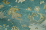 Traditional Floral Teal, Ivory and Beige Oriental Hand Knotted Multi Size wool rug