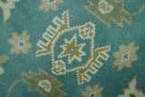 Traditional Floral Teal, Ivory and Beige Oriental Hand Knotted Multi Size wool rug