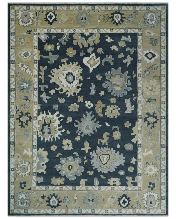 Traditional Hand Knotted Green, Beige, Silver and Ivory Multi Size Oushak Wool Area Rug