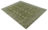 Traditional Hand knotted Royal Green and Ivory Turkish Design wool Area Rug