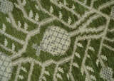 Traditional Hand knotted Royal Green and Ivory Turkish Design wool Area Rug
