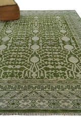 Traditional Hand knotted Royal Green and Ivory Turkish Design wool Area Rug