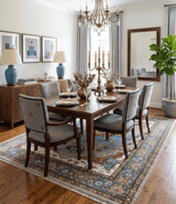 Traditional Heriz Blue, silver, Charcoal and Ivory Hand Knotted  wool Area Rug