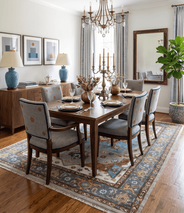 Traditional Heriz Blue, silver, Charcoal and Ivory Hand Knotted  wool Area Rug