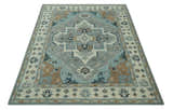 Traditional Heriz Gray and Ivory Floral Hand Knotted Custom Made wool Area Rug