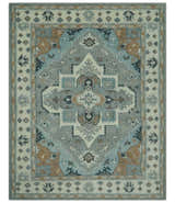 Traditional Heriz Gray and Ivory Floral Hand Knotted Custom Made wool Area Rug