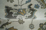 Traditional Ivory and Beige Hand Knotted Oriental Oushak Wool Area Rug