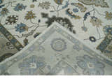 Traditional Ivory and Beige Hand Knotted Oriental Oushak Wool Area Rug