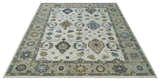 Traditional Ivory and Beige Hand Knotted Oriental Oushak Wool Area Rug