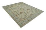 Traditional Oushak  Beige, Brown And Blue Hand Knotted Custom Made Wool rug