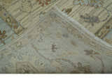 Traditional Oushak  Beige, Brown And Blue Hand Knotted Custom Made Wool rug