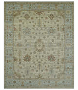 Traditional Oushak  Beige, Brown And Blue Hand Knotted Custom Made Wool rug