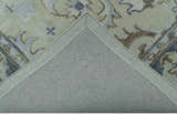 Traditional Oushak Design Beige And Blue Hand Tufted Custom Made Wool Rug
