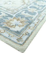 Traditional Oushak Design Beige And Blue Hand Tufted Custom Made Wool Rug