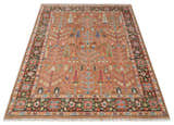 Traditional Oushak Tree of Life Rust and Brown Hand Knotted Wool Rug